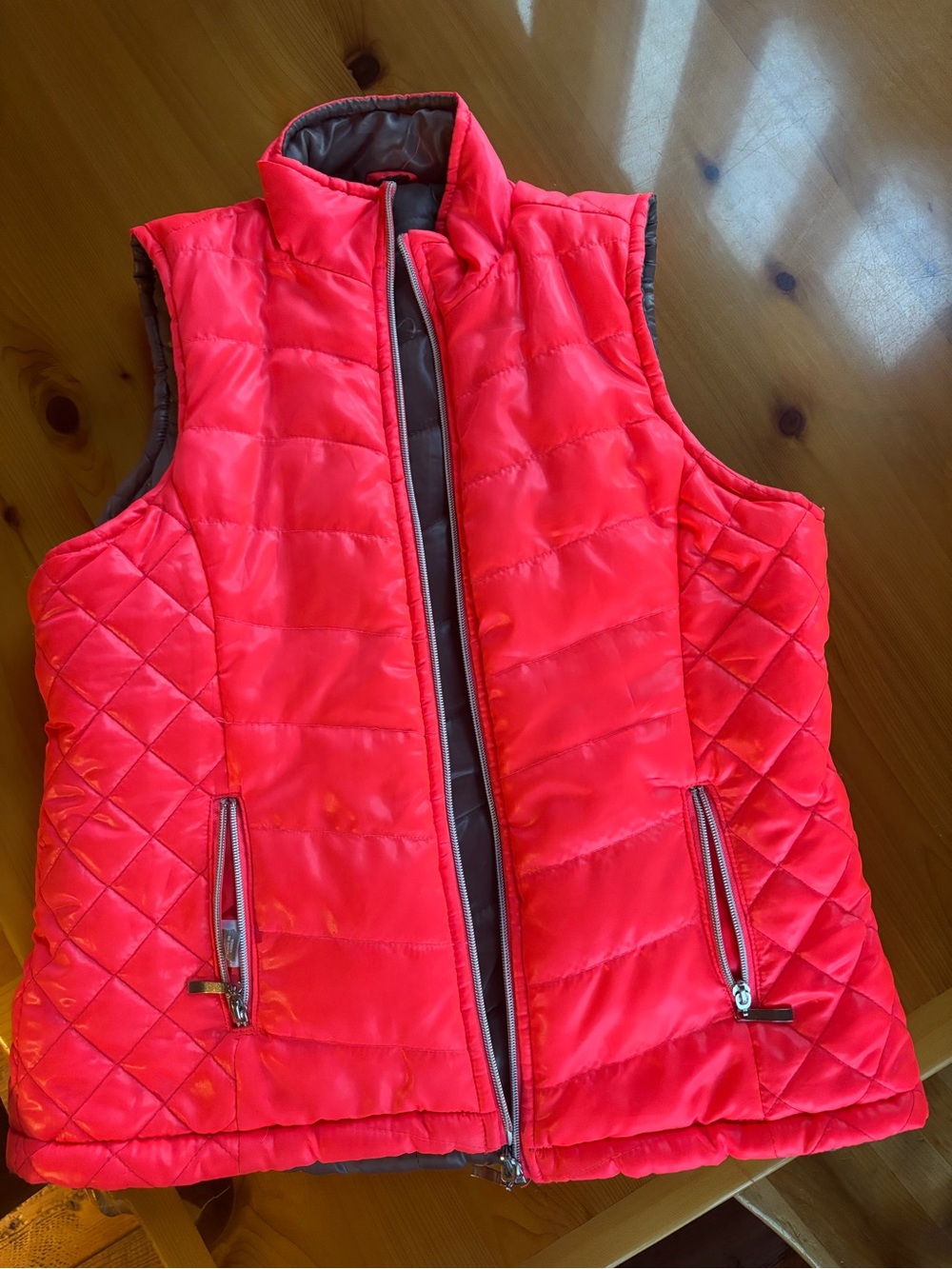 Bright Coral Quilted Puffer Vest